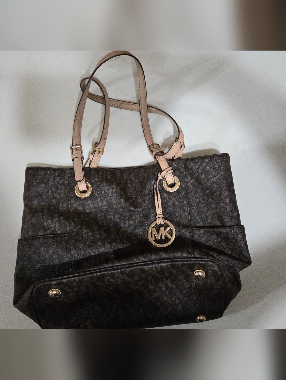 Michael Kors Brown MK Logo Tote Bag